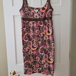 Loft M Brown, Pink, Orange Summer Dress